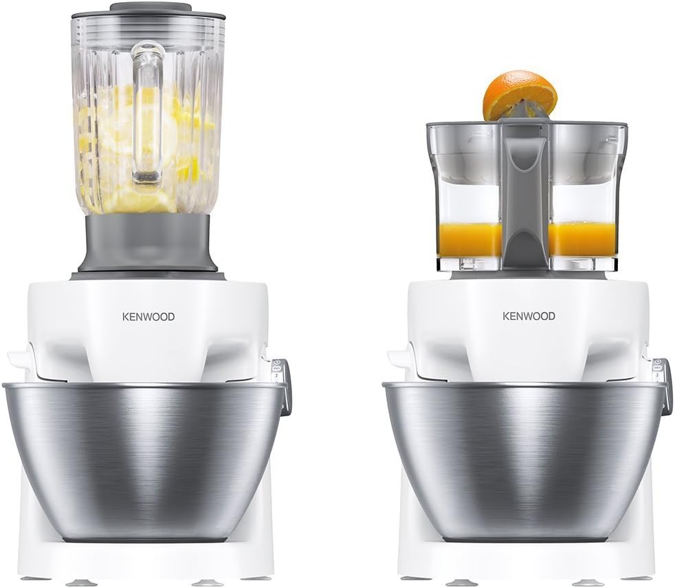 Kenwood MultiOne Robot Ptissier KHH326WH, Bol Multifonction, Centrifugeuse, Blender, Presse-Agrumes et Hachoir, 1000 W, 4,3 Litres, Plastique, Blanc