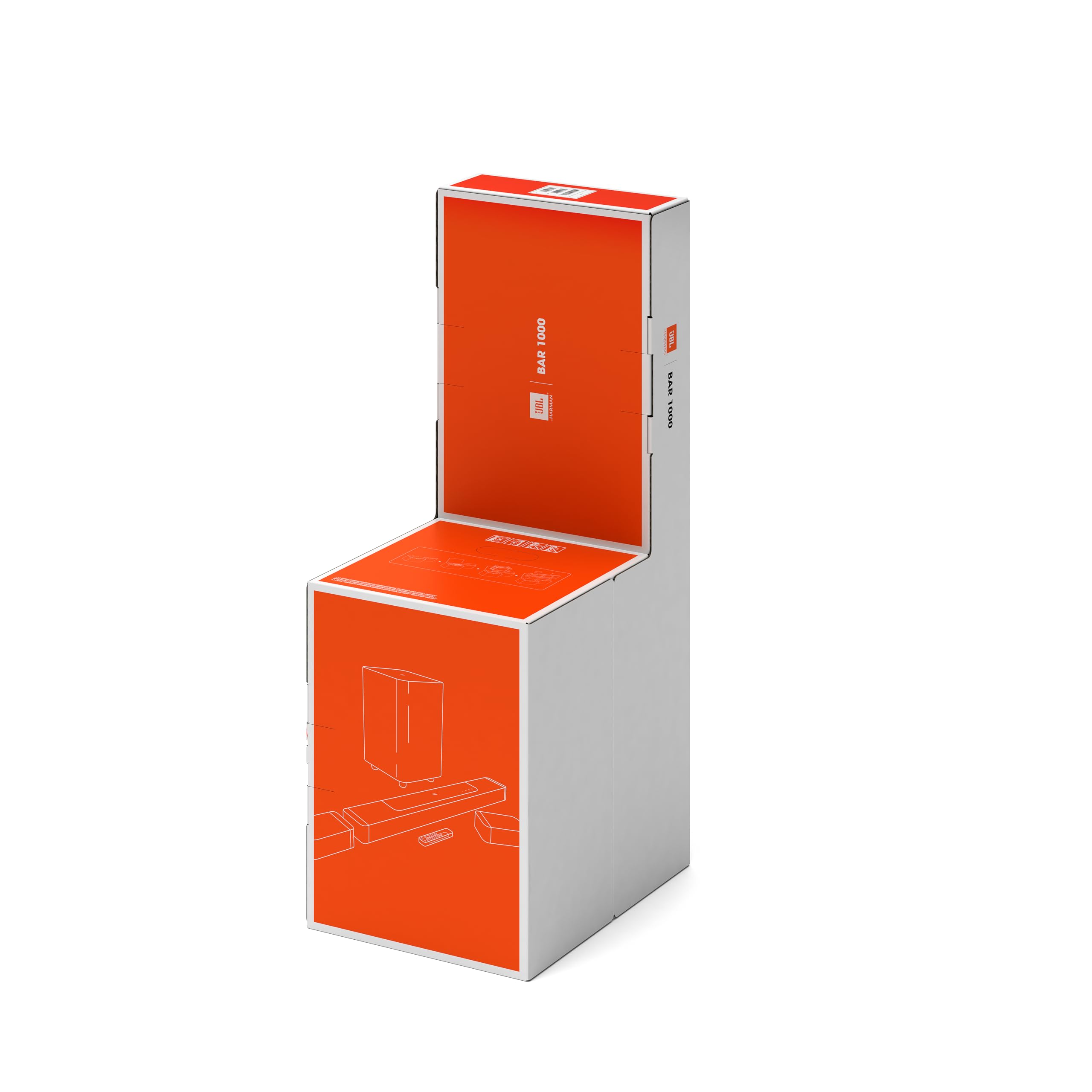 JBL Bar 1000, barre de son avec ses haut-parleurs et son caisson de basses sans fil, Son surround 3D Dolby Atmos, DTS:X et MultiBeam, connexion WiFi,