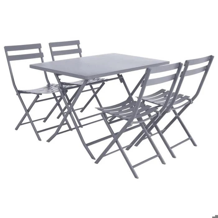 Table de jardin pliante carrée "Greensboro" pétrole 2 places en acier traité époxy - Hespéride