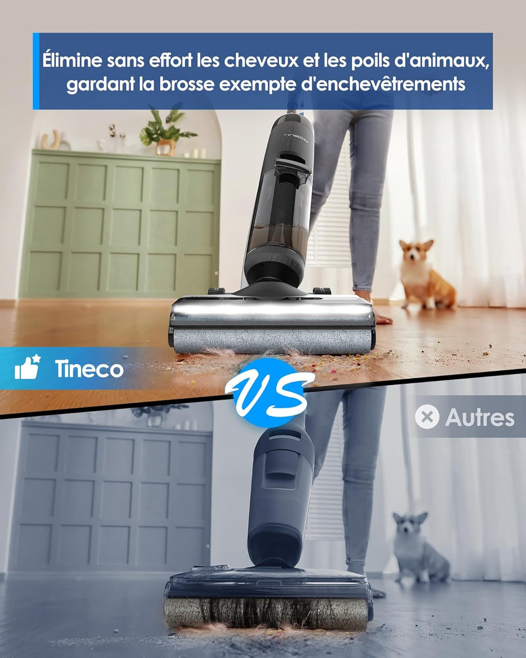 Tineco Floor One S7 Pro/S7 Series Aspirateur Laveur Sec Et Humide Intelligent sans Fil pour Sols Durs, Écran Digital LED, Grande Autonomie, Parfait pour Les Tâches Tenaces et Les Poils d’Animaux