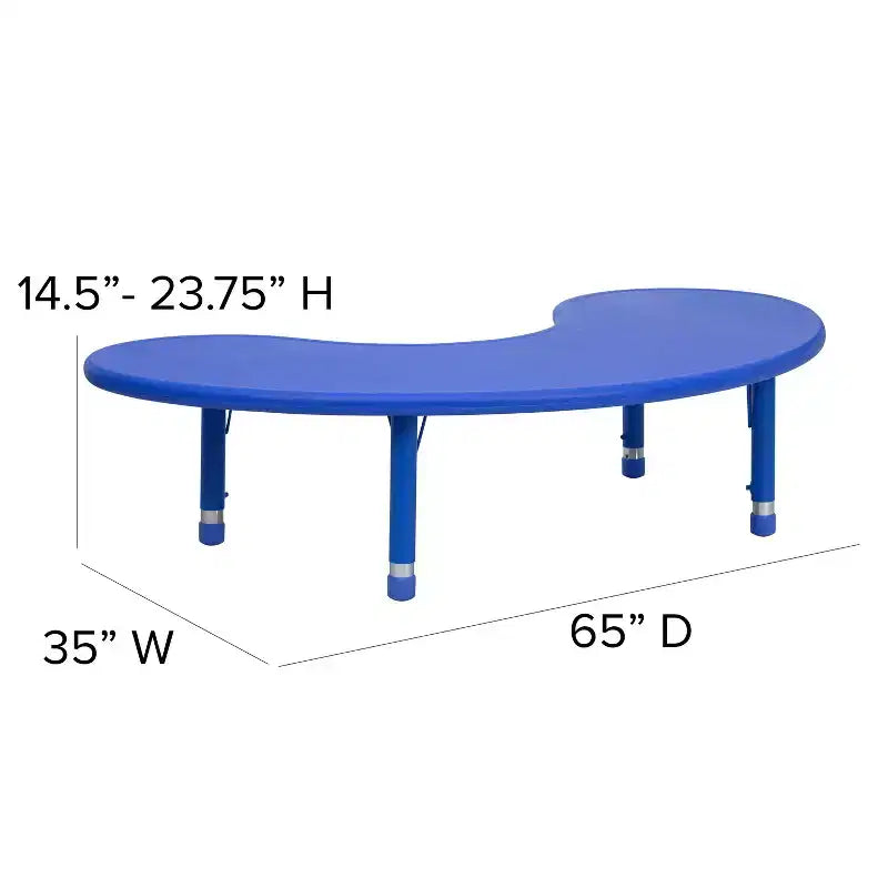 Table d'activités réglable en hauteur en plastique demi-lune Emma et Oliver 35 po larg. x 65 po long.