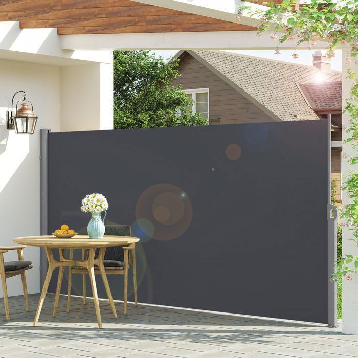 Store Latéral 160 x 400 cm, Brise-Vue Rétractable, Auvent extérieur, Résistant aux Intempéries, pour Jardin, Terrasse,Gris foncé