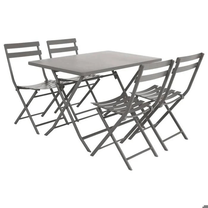 Table de jardin pliante carrée "Greensboro" pétrole 2 places en acier traité époxy - Hespéride
