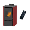 Poêle à Granulés de Bois avec Télécommande – Chauffage Écologique Programmable 8 kW – Couleur Rouge et Noir