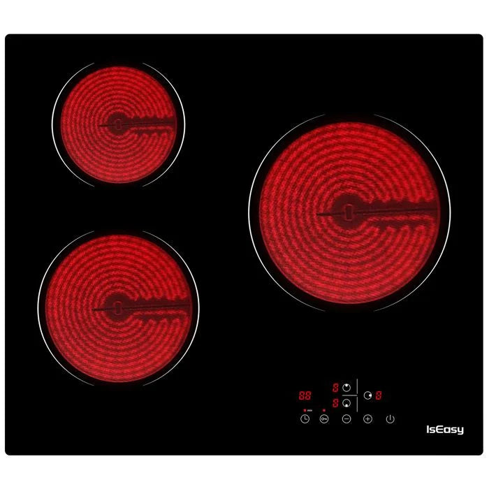 Plaque Vitrocéramique - ISEASY - 4 Feux - 6000W - Écran Tactile - Verrouillage Enfant