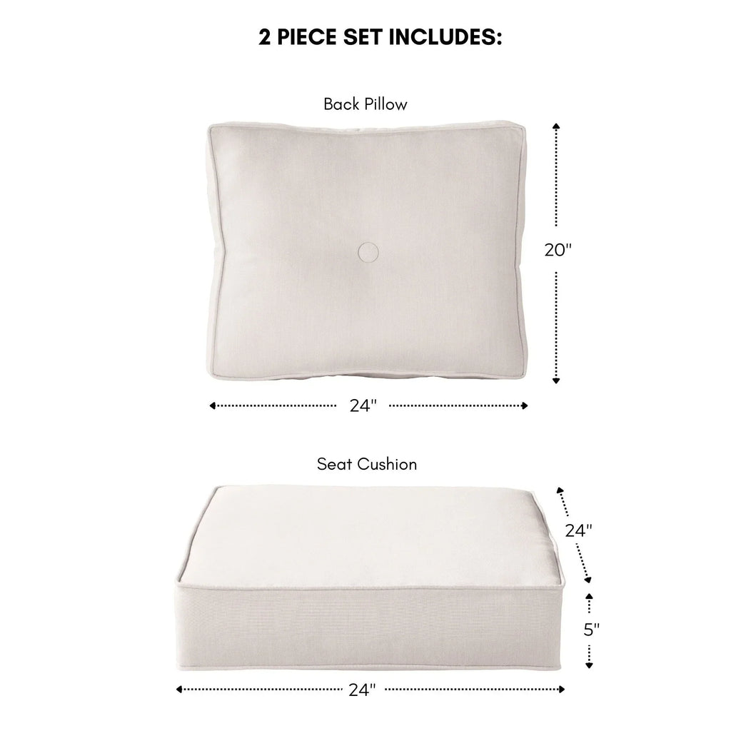 Ensemble de deux coussins d'extérieur haut de gamme Sunbrella pour assise profonde