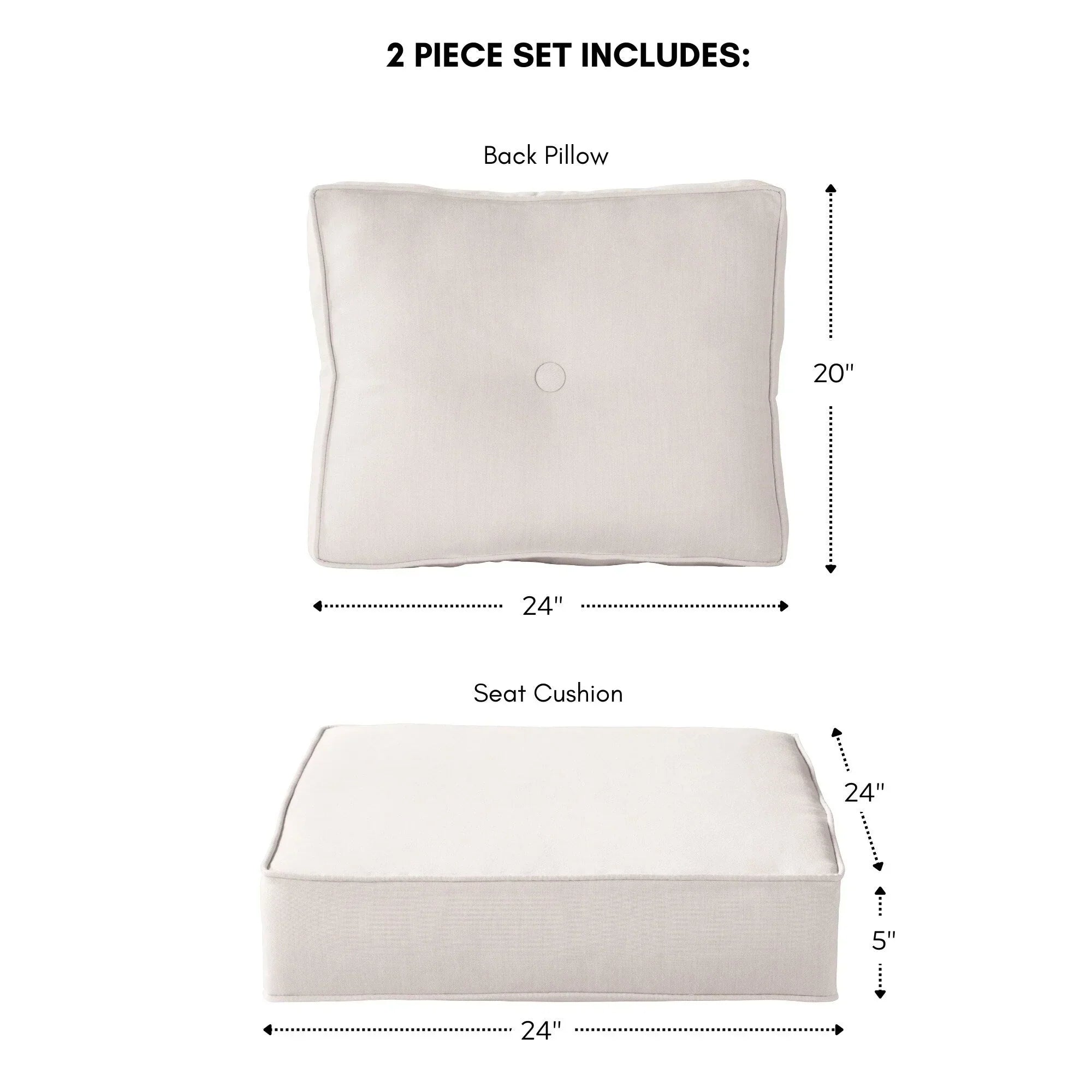 Ensemble de deux coussins d'extérieur haut de gamme Sunbrella pour assise profonde