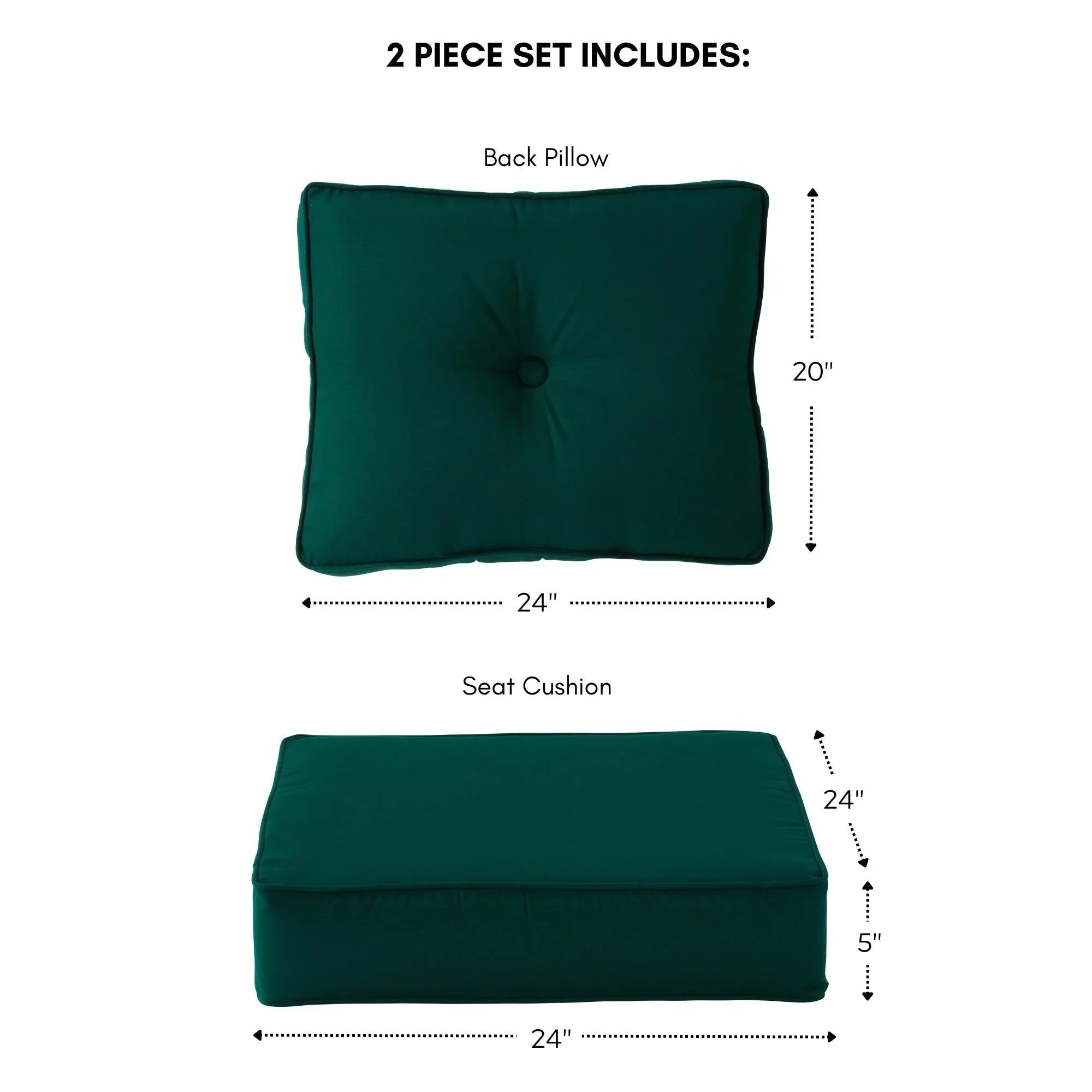 Ensemble de deux coussins d'extérieur haut de gamme Sunbrella pour assise profonde