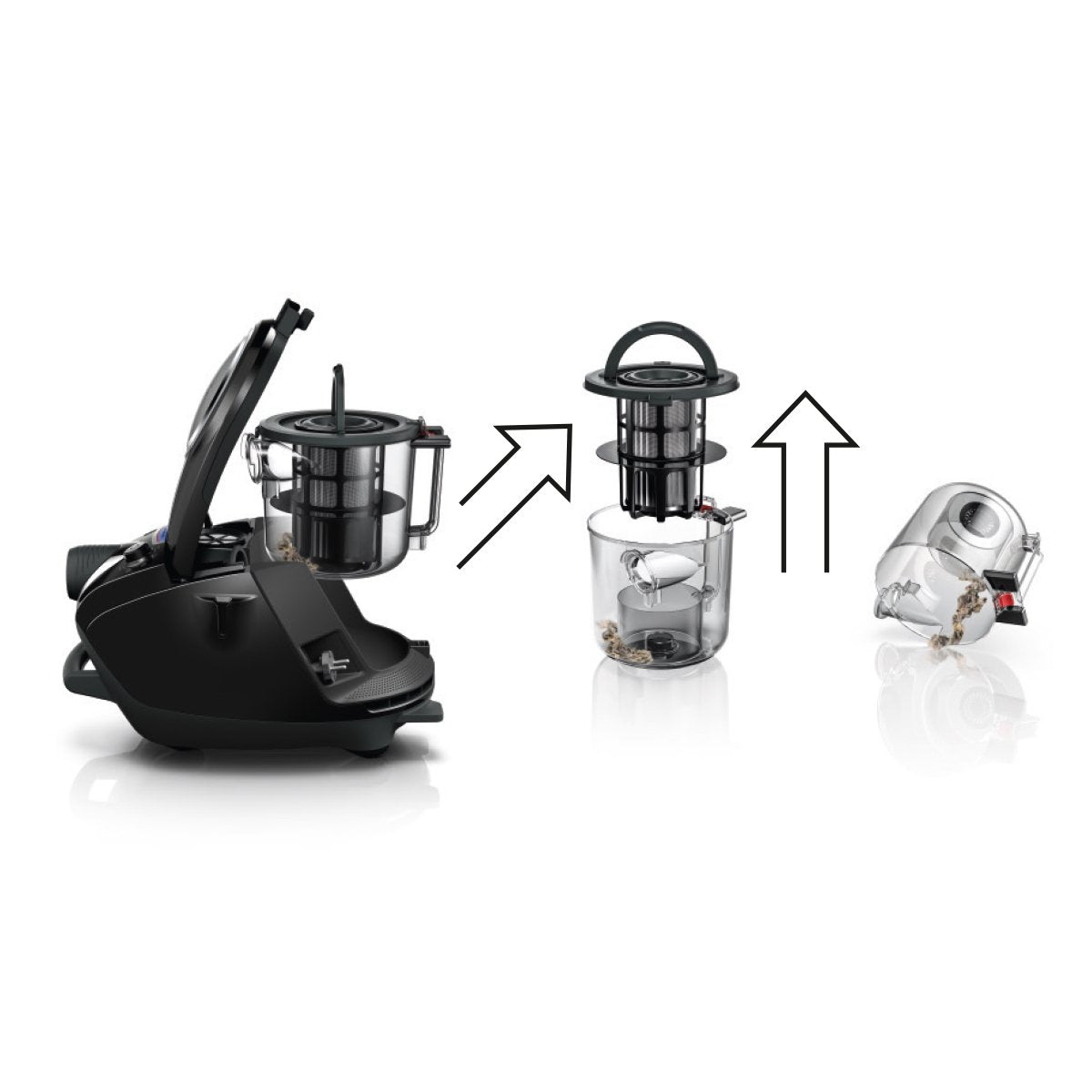 Bosch Electroménager Série 8, BGS7MS64, aspirateur traîneau sans Sac ProSilence, extrêmement Silencieux, Technologie SensorBagless et système de Netto