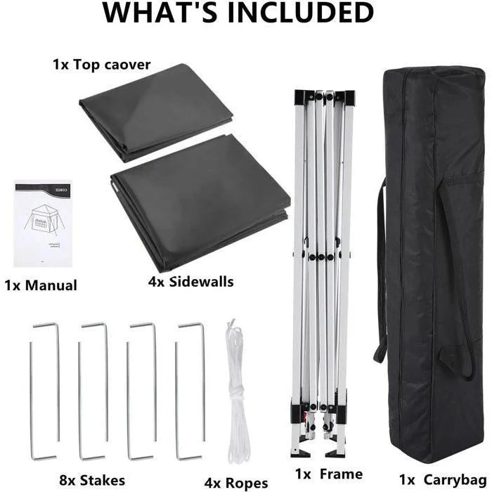 Tonnelle 3x3 Tonnelle Pliante de Jardin Imperméable avec 4 parois latérales,Gris