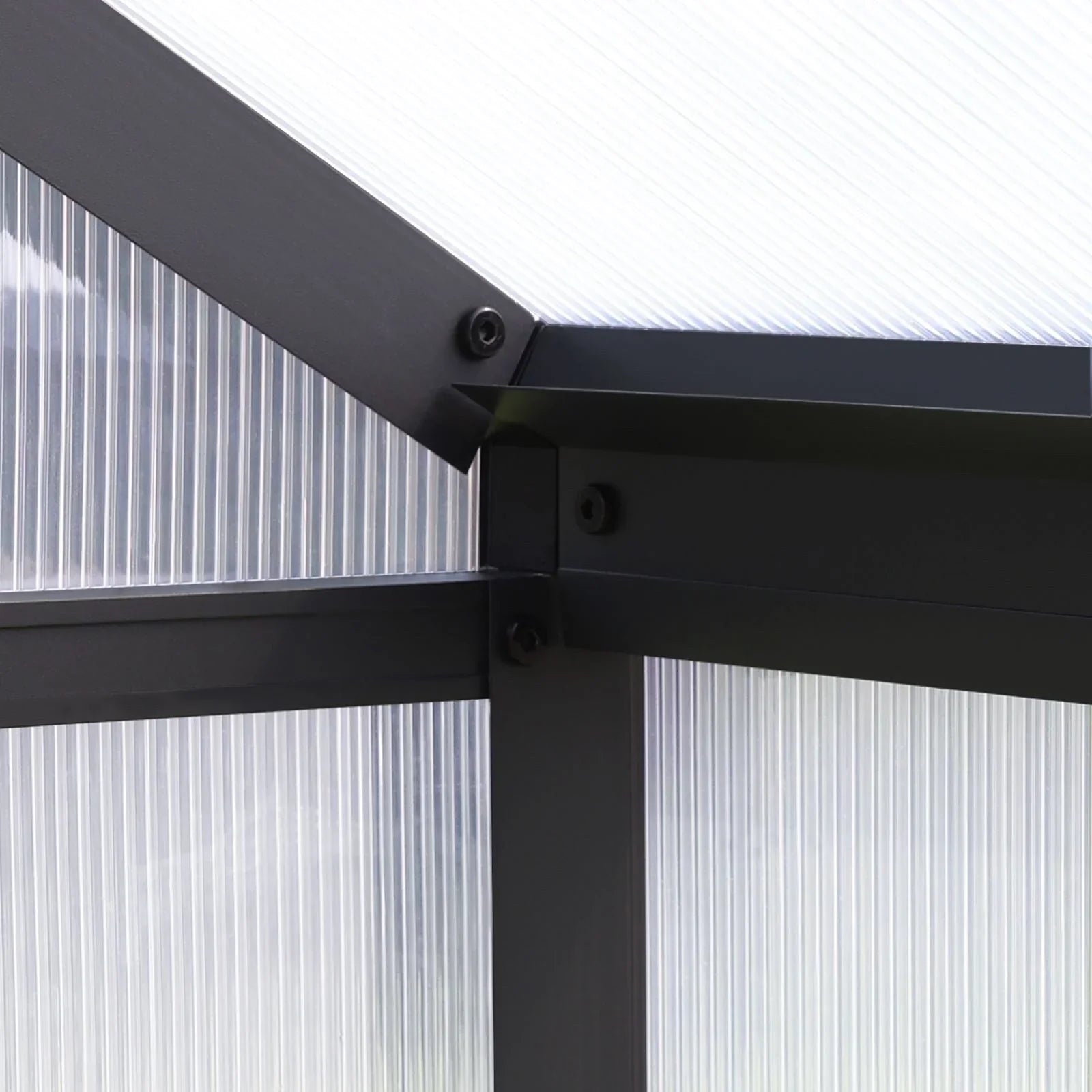 Serre de jardin aluminium VEIKOUS avec évent de toit réglable et porte verrouillable Grise
