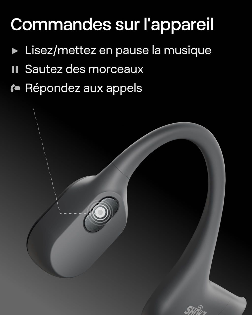 SHOKZ OpenRun Casque à Conduction osseuse, écouteurs Bluetooth Oreilles Libres pour Le Sport avec Micro, Casque sans Fil étanche IP67, 8 Heures d’auto