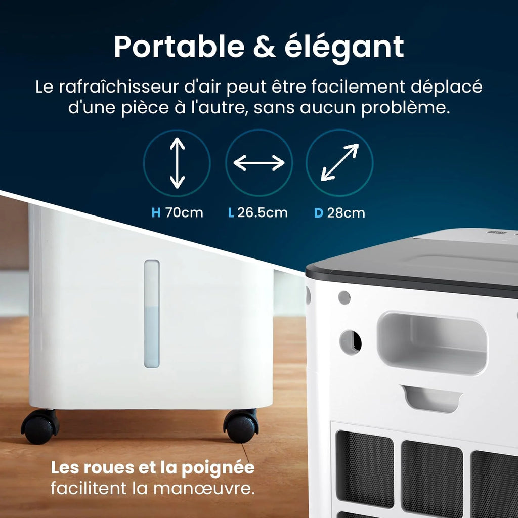 Pro Breeze Rafraîchisseur d'Air Portable 5L, Ventilateur, Humidificateur, 3 Vitesses, Oscillation Automatique, Minuterie, Télécommande - Refroidisseur d'Air par évaporation Mobile et Puissant