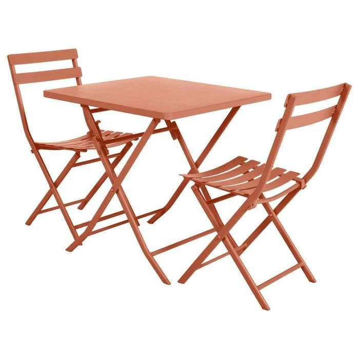 Table de jardin pliante carrée "Greensboro" pétrole 2 places en acier traité époxy - Hespéride