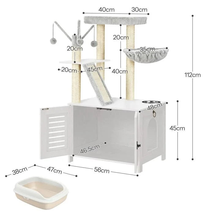 HOOBRO Arbre à Chat avec Maison de Litière pour Chat, Maison pour Chat en Bois avec Tour à Chat, Grège