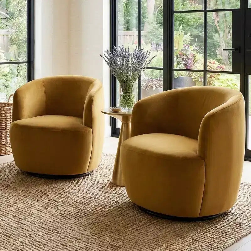 Fauteuil d'appoint pivotant moderne en velours, Fauteuil barillet rembourré avec rotation à 360°, Fauteuil de salon pour le séjour et le coin lecture - Panipeachy