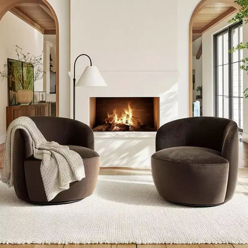 Fauteuil d'appoint pivotant moderne en velours, Fauteuil barillet rembourré avec rotation à 360°, Fauteuil de salon pour le séjour et le coin lecture - Panipeachy