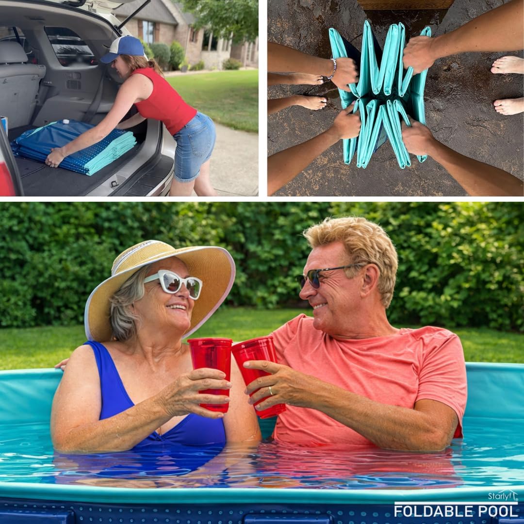 INDUSTEX Piscine Pliable Foldable Pool, Piscine pour Enfants et Adultes Portable, Piscine Amovible, Baignoire, Piscine Jouet, Piscine pour Animaux de compagnies (130 x 90 x 45 cm)