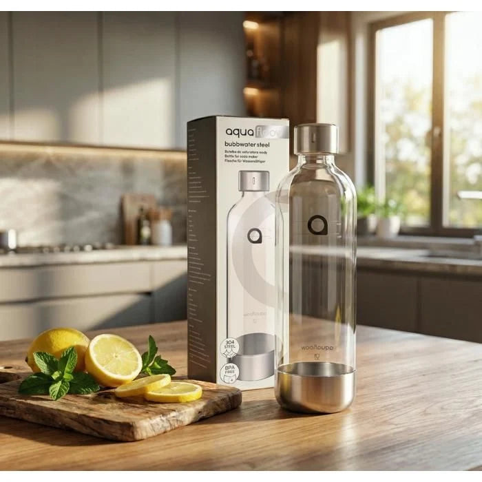 Aquafloow Machine à soda eau pétillante – acier – 3 bouteilles de 0,8 l – cylindre CO₂ inclus - Réglage d'intensité des bulles
