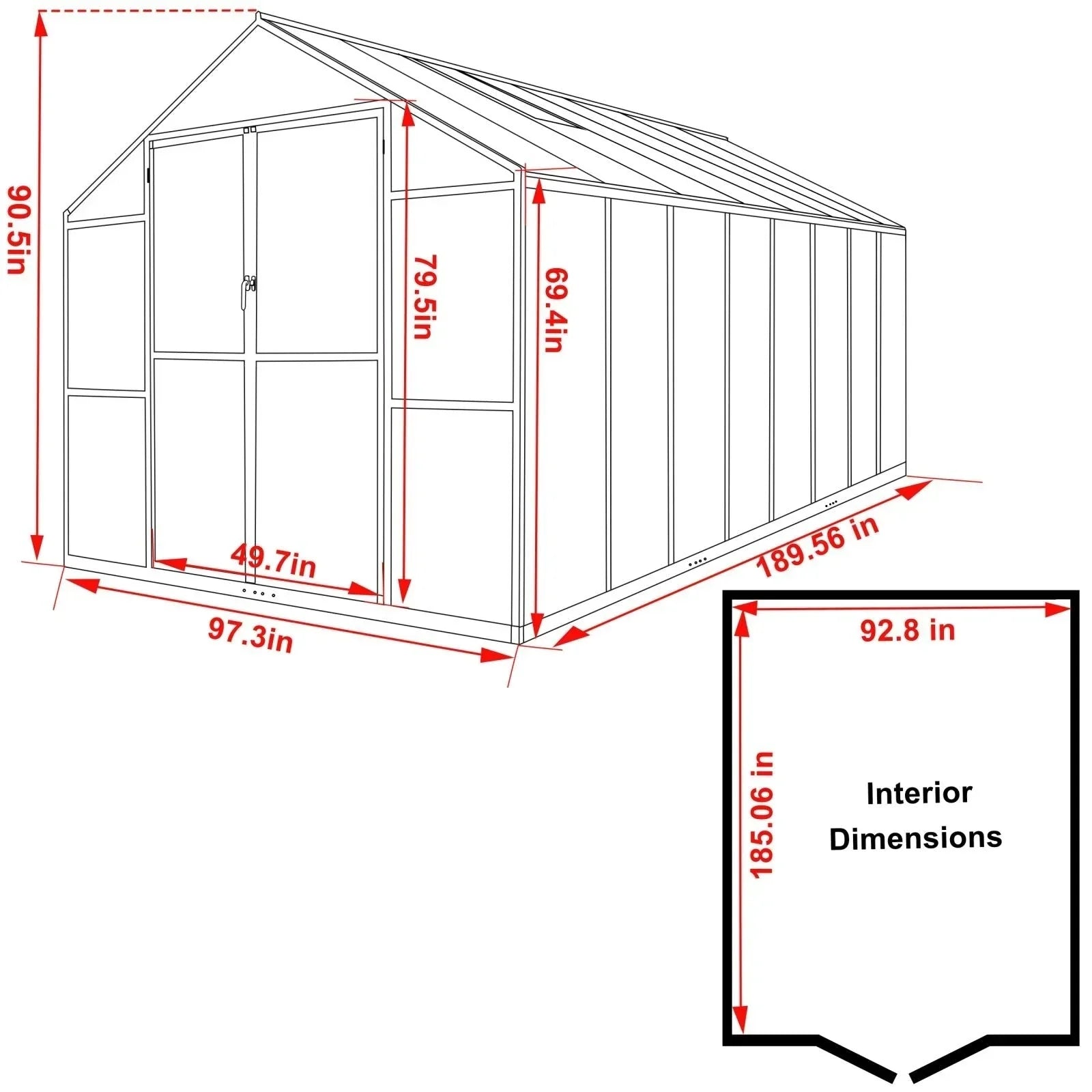 Serre de jardin aluminium VEIKOUS avec évent de toit réglable et porte verrouillable Grise
