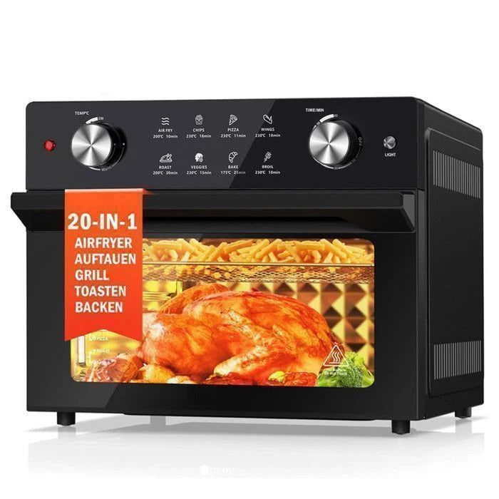 Mini four professionnel - Four a air, 30L/21 Programmes/30-230℃, Lumière intégrée, Cavité et plateaux en acier inoxydable