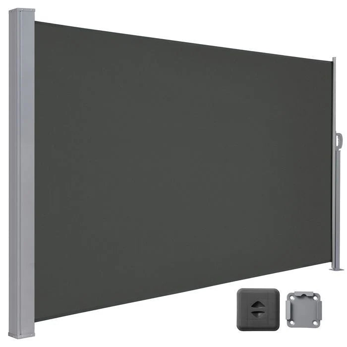 Store Latéral 160 x 400 cm, Brise-Vue Rétractable, Auvent extérieur, Résistant aux Intempéries, pour Jardin, Terrasse,Gris foncé