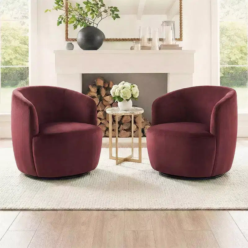 Fauteuil d'appoint pivotant moderne en velours, Fauteuil barillet rembourré avec rotation à 360°, Fauteuil de salon pour le séjour et le coin lecture - Panipeachy
