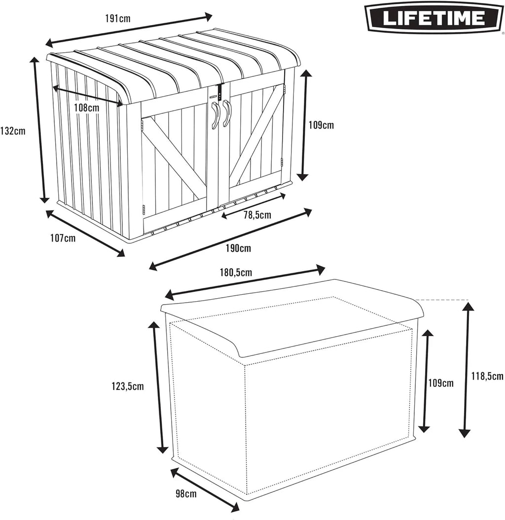 Lifetime Coffre de Rangement extérieur Tan 191,1 x 107,3 x 132,2 cm