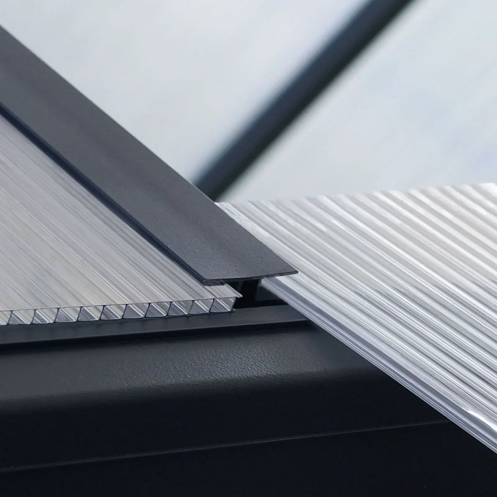 Serre de jardin aluminium VEIKOUS avec évent de toit réglable et porte verrouillable Grise