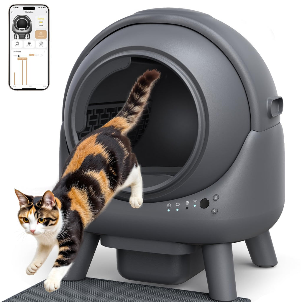 Litiere Chat Autonettoyante FEELNEEDY, Bac à Litière Automatique, Anti-Fuites/Anti-Pincement/Triple Anti-Odeur/Sécurisé/Contrôle APP/Nettoyage Facile, C