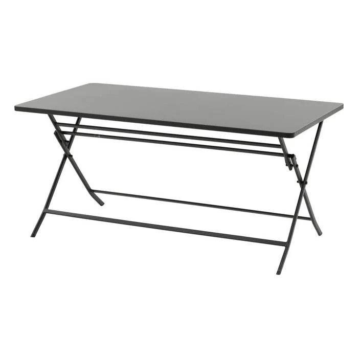 Table de jardin pliante carrée "Greensboro" pétrole 2 places en acier traité époxy - Hespéride