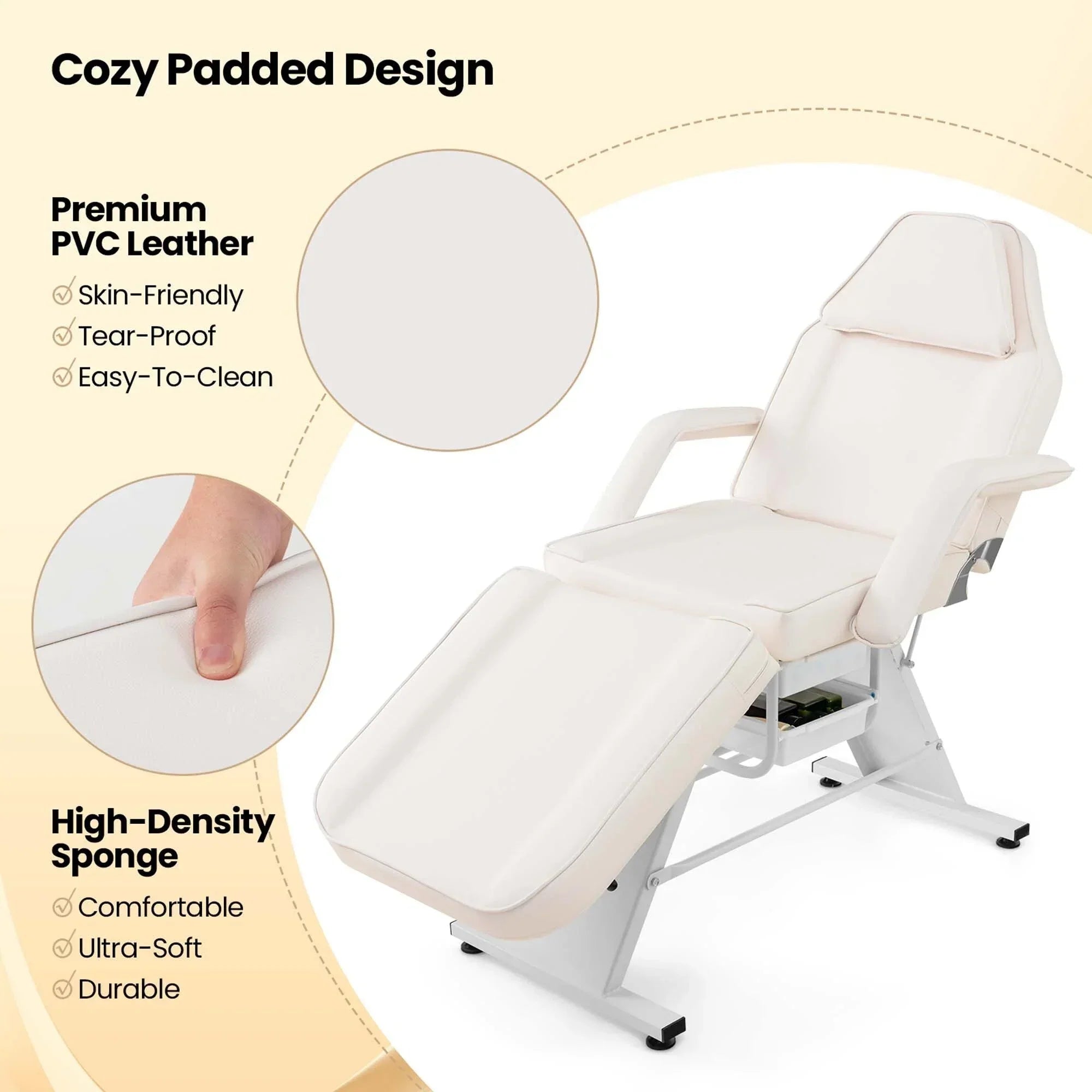 Costway Lit de massage 72" avec tabouret hydraulique et dossier réglable