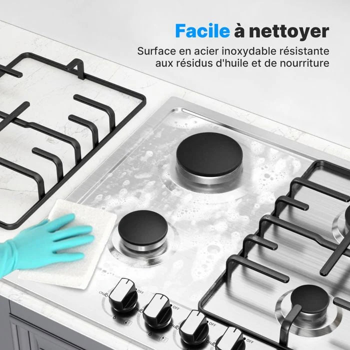 Plaque gaz WEHIMO 2 feux encastrable verre trempé