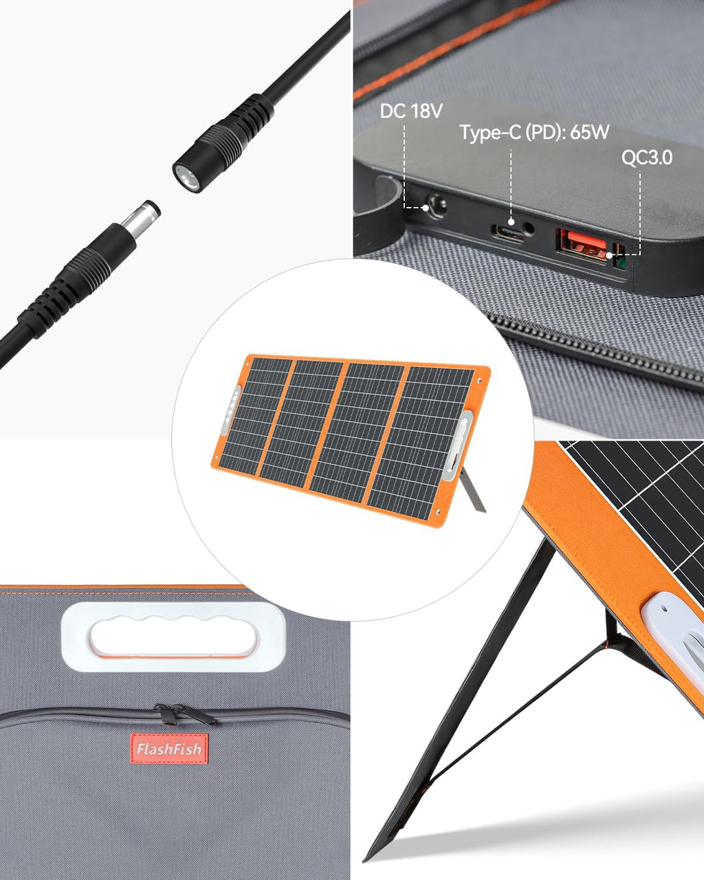FlashFish 520Wh Generateur Electrique avec Panneau Solaire 100W,Station Electrique Portable avec 2x CA 560W(crête 1100W),5x Sorties CC et 4x USB,Batterie de Secours pour Camping,Extérieur,Domestique