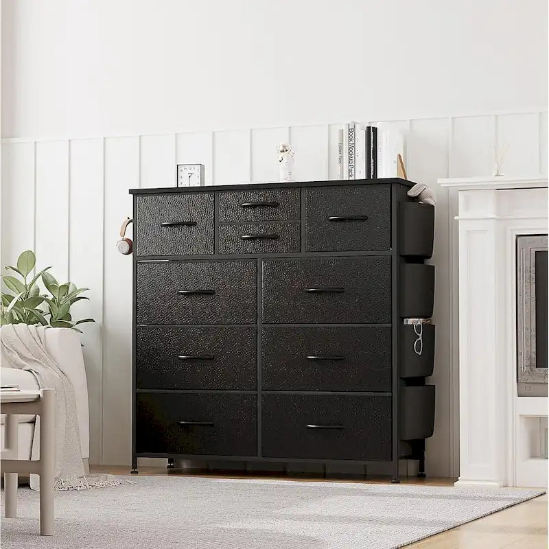 Commode à 10 tiroirs en tissu Meuble de rangement Tour de rangement pour placard Chambre
