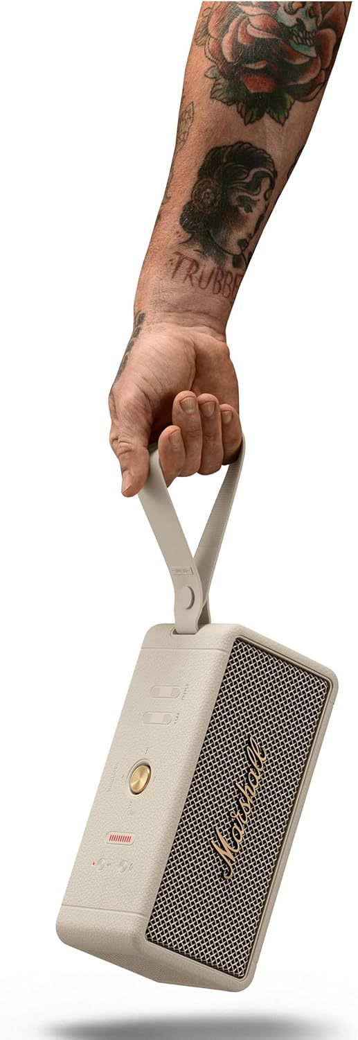 Marshall Middleton enceinte Bluetooth portable sans fil, plus de 20 heures d’autonomie, étanche IP67 – Crème