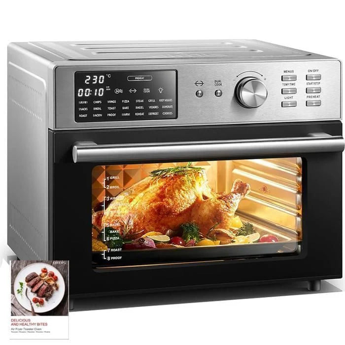 Mini four professionnel - Four a air, 30L/21 Programmes/30-230℃,  Lumière intégrée, Cavité et plateaux en acier inoxydable