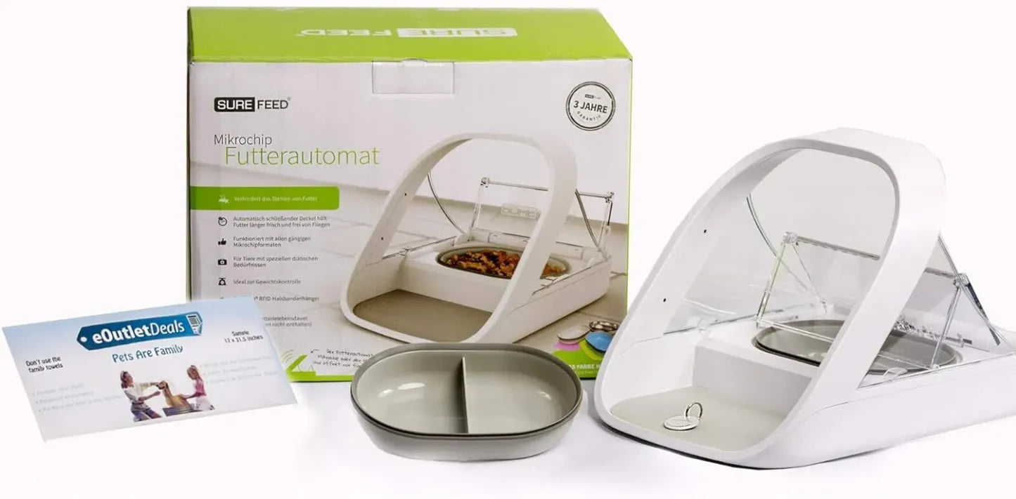 Distributeur automatique de nourriture pour animaux - distributeur à puce électronique MPF001 - pour aliments humides et secs - serviette pour animaux eOutletDeals offerte