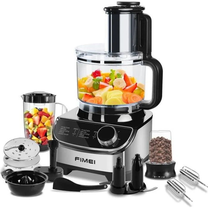 Robot multifonction - FIMEI - 11 en 1 - 1100W - 3 Vitesses - Noir