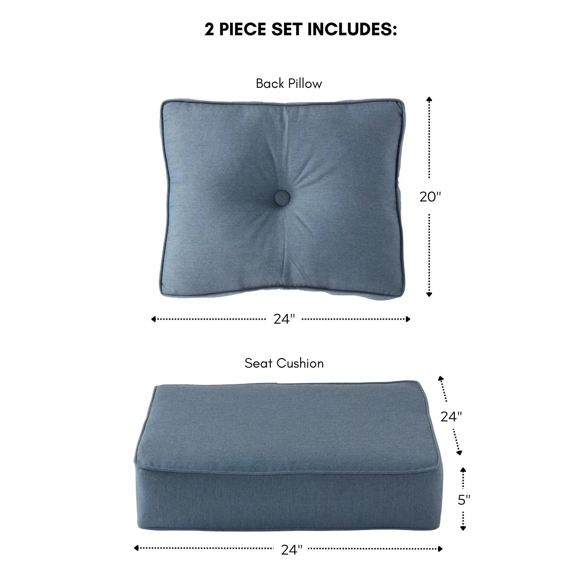 Ensemble de deux coussins d'extérieur haut de gamme Sunbrella pour assise profonde