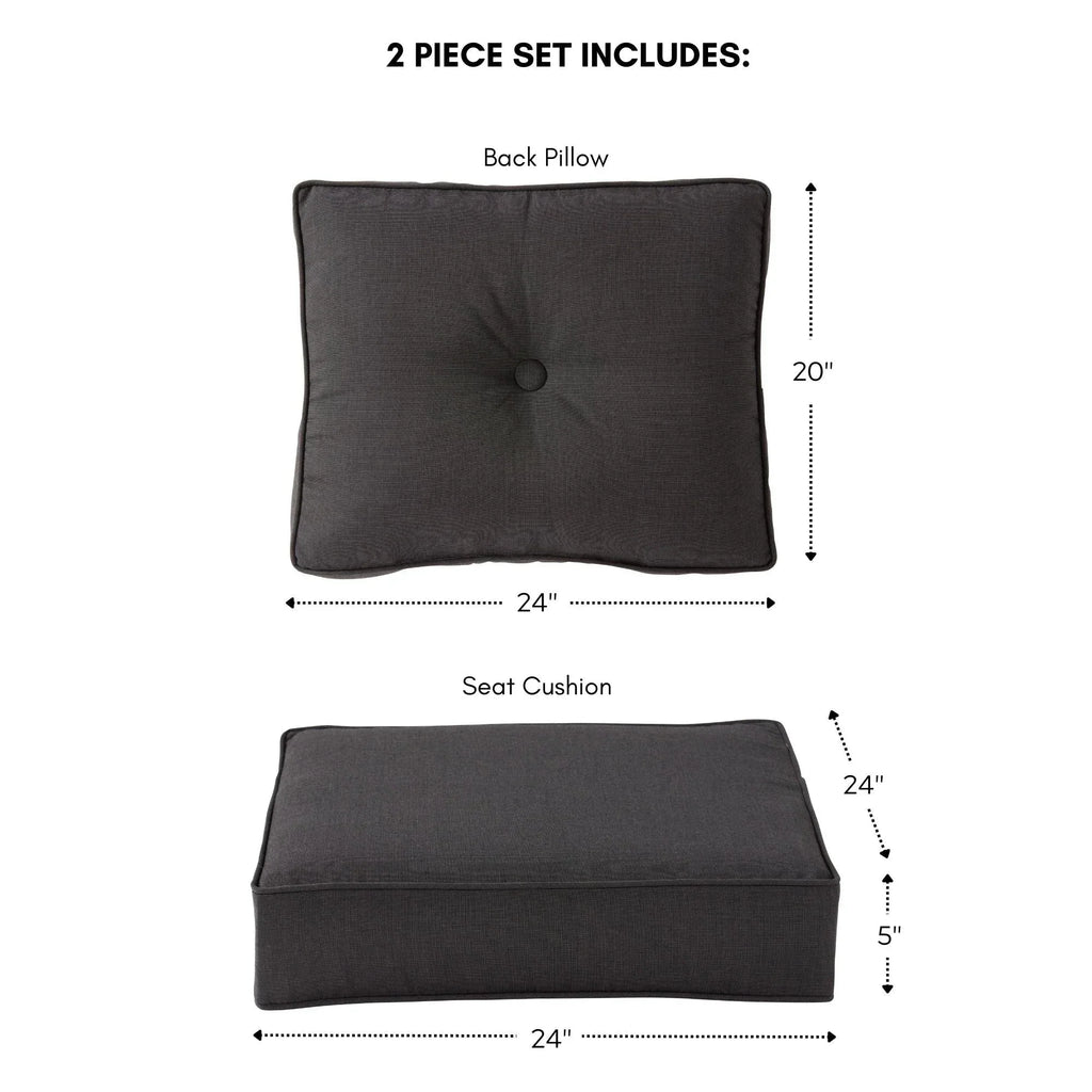 Ensemble de deux coussins d'extérieur haut de gamme Sunbrella pour assise profonde