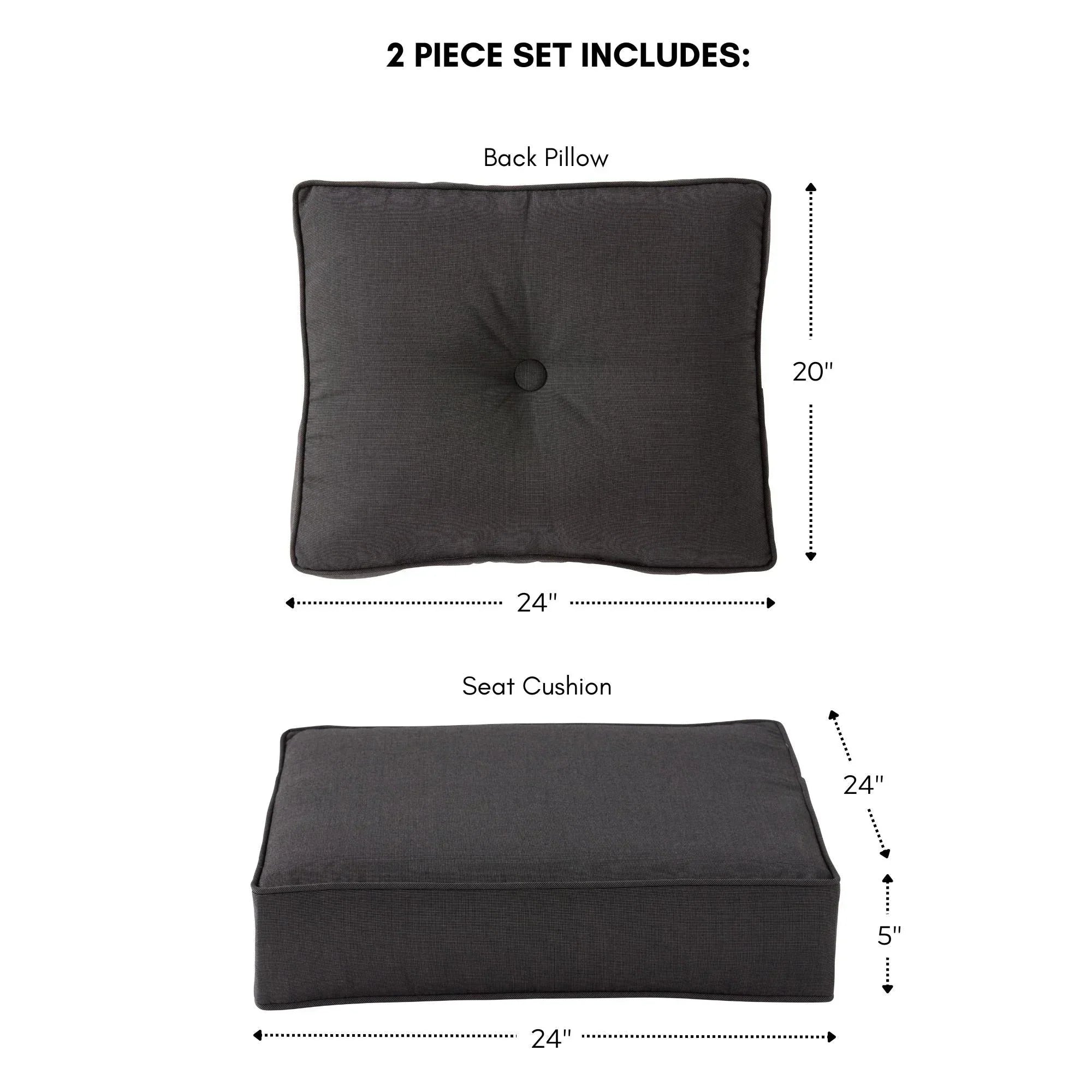 Ensemble de deux coussins d'extérieur haut de gamme Sunbrella pour assise profonde