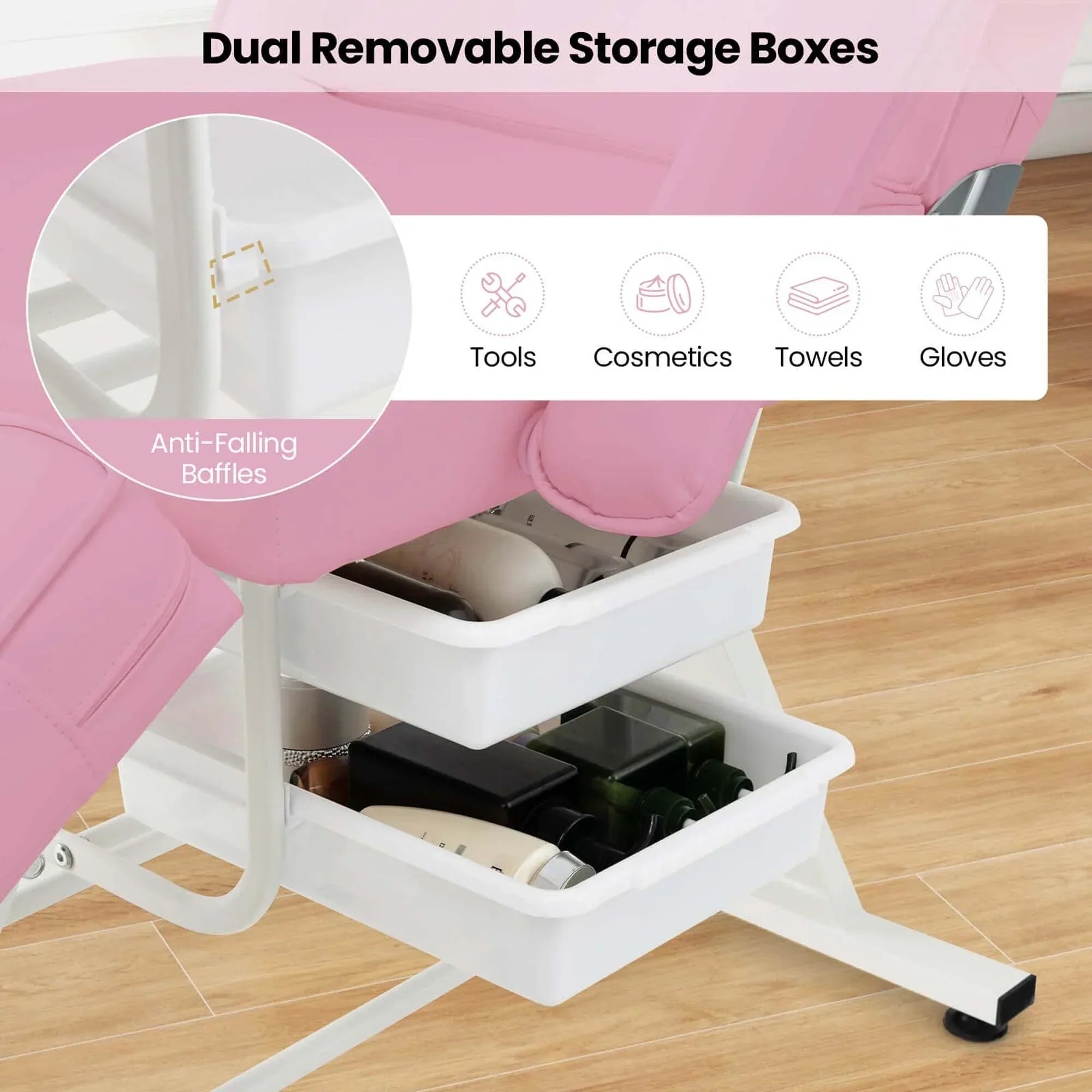 Costway Lit de massage 72" avec tabouret hydraulique et dossier réglable