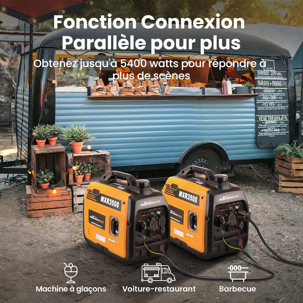 maXpeedingrods 3300W Groupe Electrogene Silencieux Inverter Essence avec Prises USB et 230V Générateur Electrique 4 Temps Generator Léger Secours pour les Caravanes, Garage, Jardin, Camping