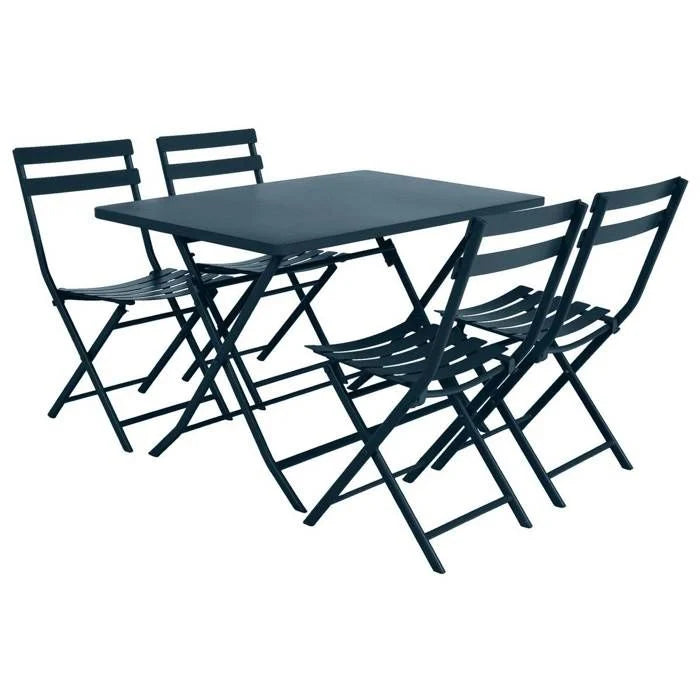 Table de jardin pliante carrée "Greensboro" pétrole 2 places en acier traité époxy - Hespéride