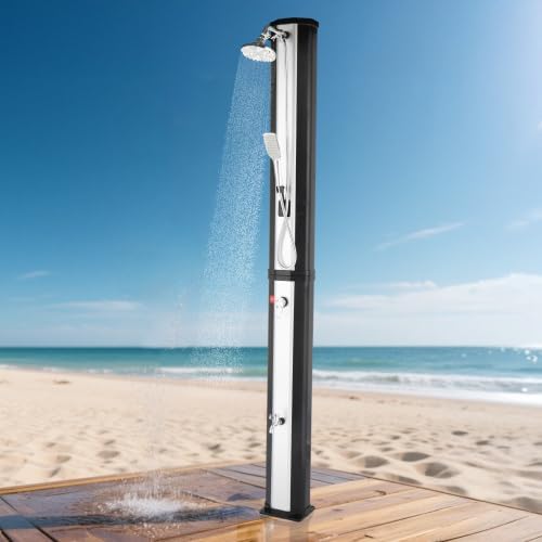Bonnlo Douche Solaire 60L, Douche Exterieur Solaire avec Pommeau de Douche Douchette et Robinet, Eau Chaude et Température réglable, Idéal pour Jardin Plage Piscine