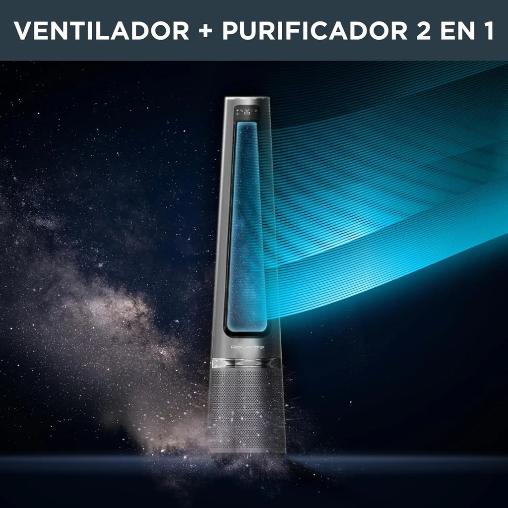 Rowenta Eclipse 2-en-1 Ventilateur purificateur, Ventile et filtre l'air, Particules fines, 32 dB (A), Puissant, Oscillation, 12 vitesses, Minuteur, Départ différé QU5030F0