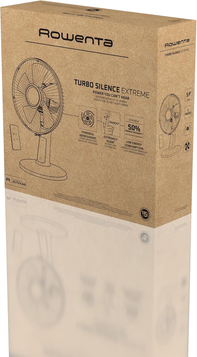 Rowenta Turbo Silence Extreme +, Ventilateur de table, Rafraîchissement intense, Silencieux, Économies d'énergie, VU2750F0