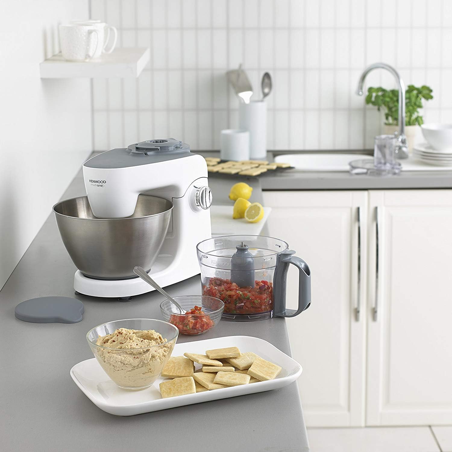 Kenwood MultiOne Robot Ptissier KHH326WH, Bol Multifonction, Centrifugeuse, Blender, Presse-Agrumes et Hachoir, 1000 W, 4,3 Litres, Plastique, Blanc