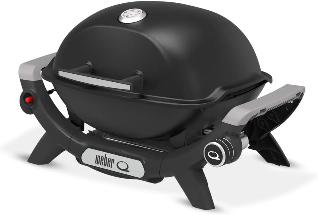 Weber Barbecue à gaz Q 1100N / Barbecue portable léger pour camping, patios et balcons avec brûleur haute efficacité, grilles en fonte émaillée et allumage électronique, noir